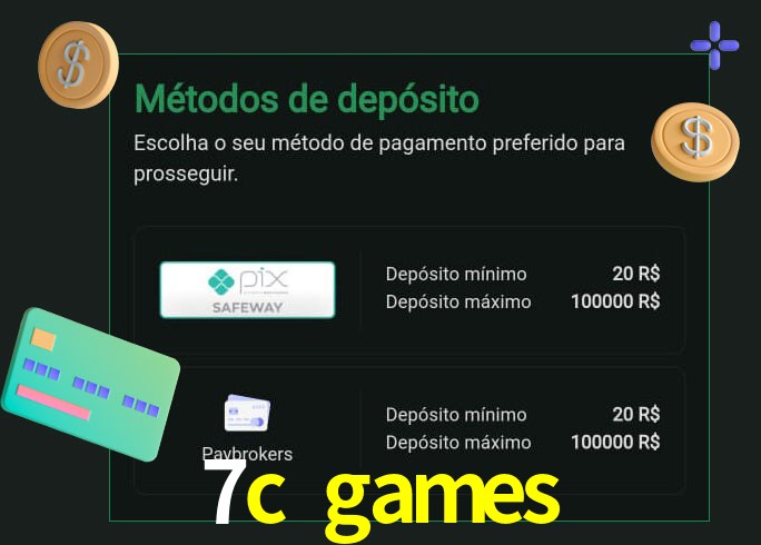 O cassino 7c games oferece uma grande variedade de métodos de pagamento